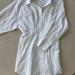 L'Academie Crisp White Collared Dress